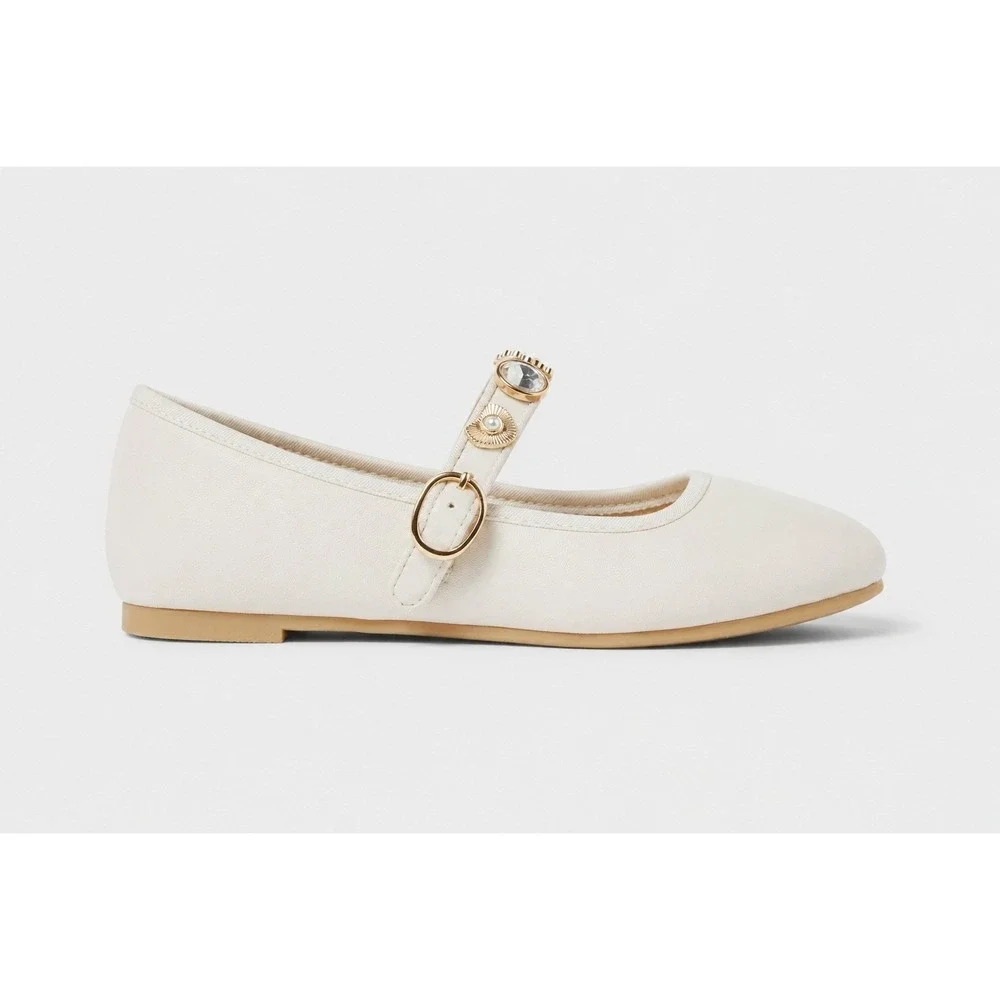 Little Girl Marla Charm Ballet Flats by Cat & Jack Ivory Size 3 New With Tags